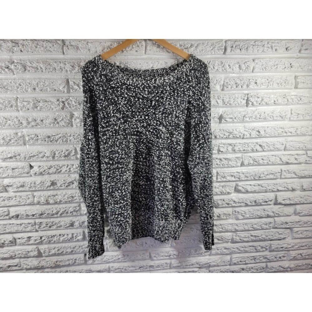 Charter Club Sweater XL Womens Black Popcorn Texture Knit Pullover Crew SWE22E